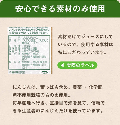 葉っぱ付きまるごと人参ジュース１箱（100ml×30パック） 冷凍 無添加