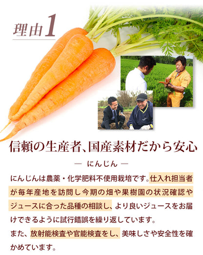 ピュアキャロップル １箱（180ml×10本）  無添加 にんじんりんごレモンジュース