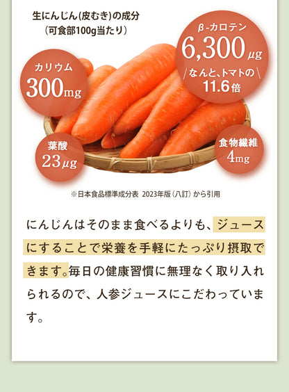 【お1人様1回限り】無添加 にんじんジュース お試しセット 飲み比べセット 8本　（人参りんごレモン）