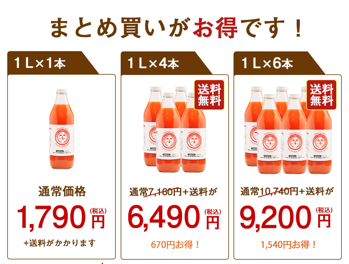 繊維入り人参りんごレモンジュース 1000ml（ 1本 / 4本 / 6本 ）