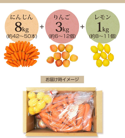無農薬にんじん＋りんご＋レモンセット 訳あり ジュース用